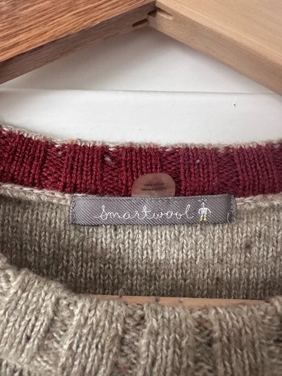 Smartwool Men's Taupe Cable-Knit Crewneck Sweater - Picture 2 of 4